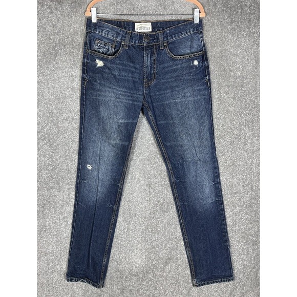Aeropostale Rivington Skinny Jeans Mens Size 32x32 Distressed Blue Denim Pockets - Picture 1 of 13